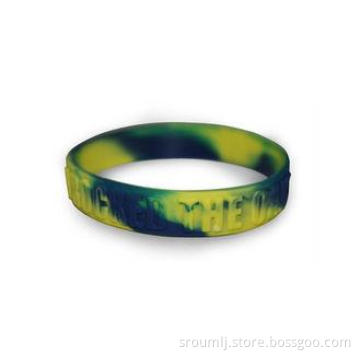 Youth Embossed Silicone Wristband Bracelet Blended Color ,
